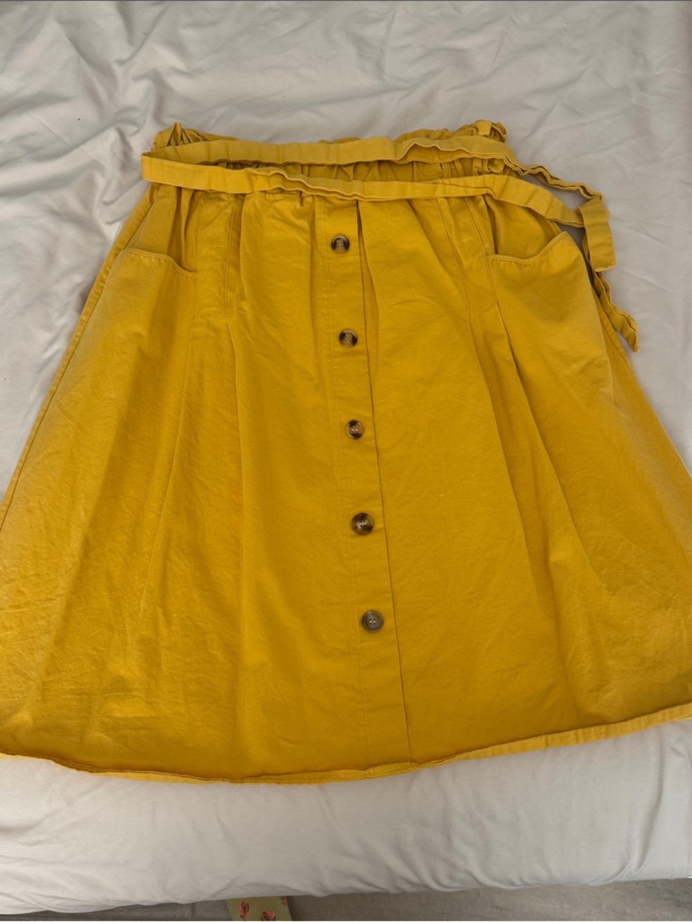 Yellow Button-Front A-Line Skirt